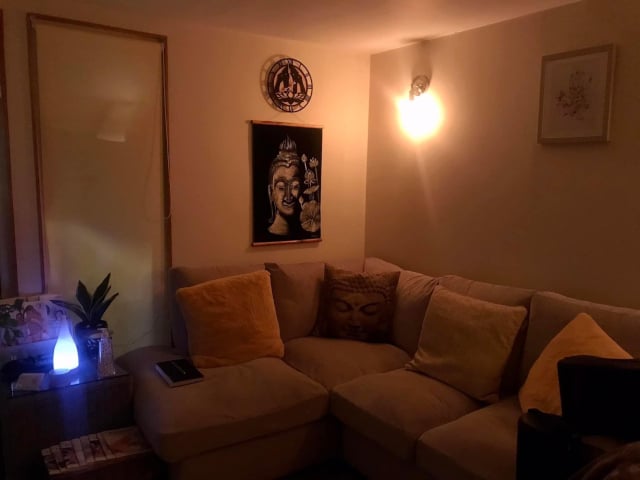 Relax in the calming therapy room 